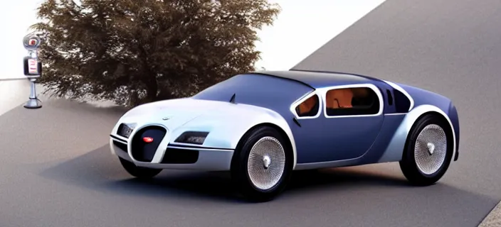 Image similar to a single bugatti type 5 7 sc atlantic and delorean hybrid, dslr, volumetric lighting