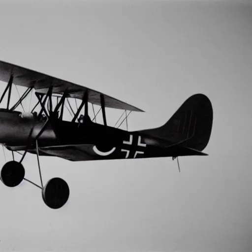 Image similar to a grainy black and white photograph of a rabbit flying a sopwith camel