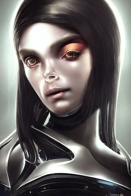 Image similar to a beautiful image of a futuristic female android with a mechanical mecha body and a beautiful female human face, body mostly black metal with internal lights glowing inside, realistic proportions by Irakli Nadar, tom bagshaw, Charlie Bowater with details by Jason Felix, furio tedeschi, face by ilya kuvshinov, artgerm, cinematic backlit lighting, detailed, intricate, beauty retouch, elite, photo realistic, octane render, hyper real, ultra detailed, trending on artstation pinterest and deviantart