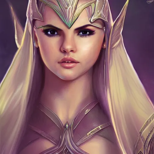 Image similar to elven princess warrior selena gomez, detailed hd art, artstation, fantasy concept art