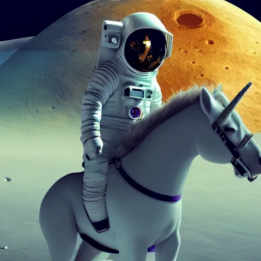 Image similar to astronaut riding a unicorn on the moon, hyperrealistic masterpiece, trending on artstation, cgsociety, kodakchrome, golden ratio, cinematic, composition, beautiful lighting, hyper detailed, octane render, 4 k, unreal engine