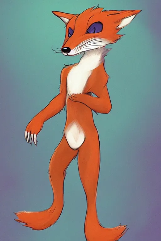 Image similar to an anthropomorphic fox, fursona!!! by don bluth, by kawacy, trending on artstation, full body