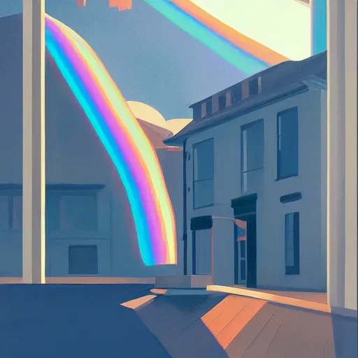 Prompt: 🌈 🛰 by atey ghailan and edward hopper bautyful color