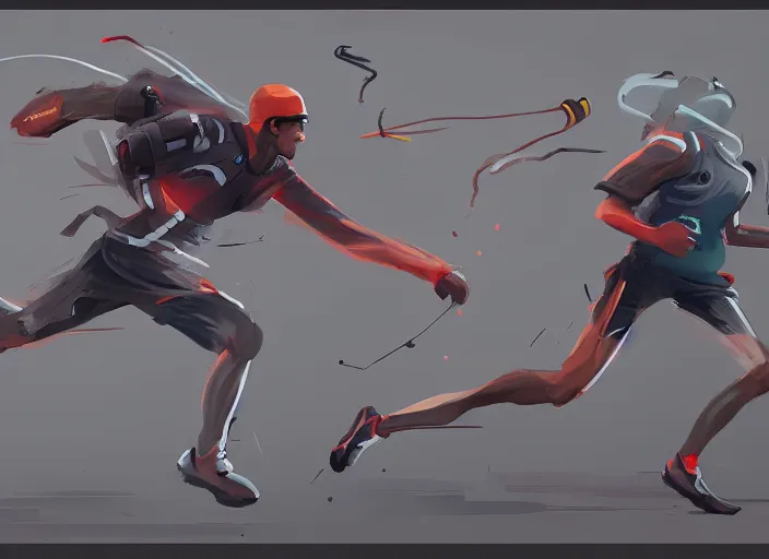 Image similar to device that helps people run faster, concept art, artstation