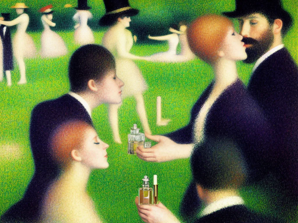 Image similar to fragrance advertising campaign by georges seurat detailed, intricate