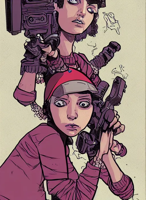 Image similar to a portrait of a pretty sewer punk young lady by asaf hanuka