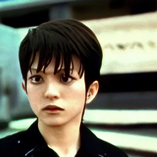 Prompt: a film still of Tooru, from jojolion, with oval hair in Lost Highway(1977)