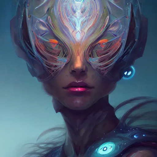 Image similar to portrait of a beautiful cybernetic emanation from angelarium, profile, by pete mohrbacher and artgerm and wlop, digital art, highly detailed, intricate, fantasy, mystical, Trending on Artstation HQ, deviantart, unreal engine, 4K UHD image