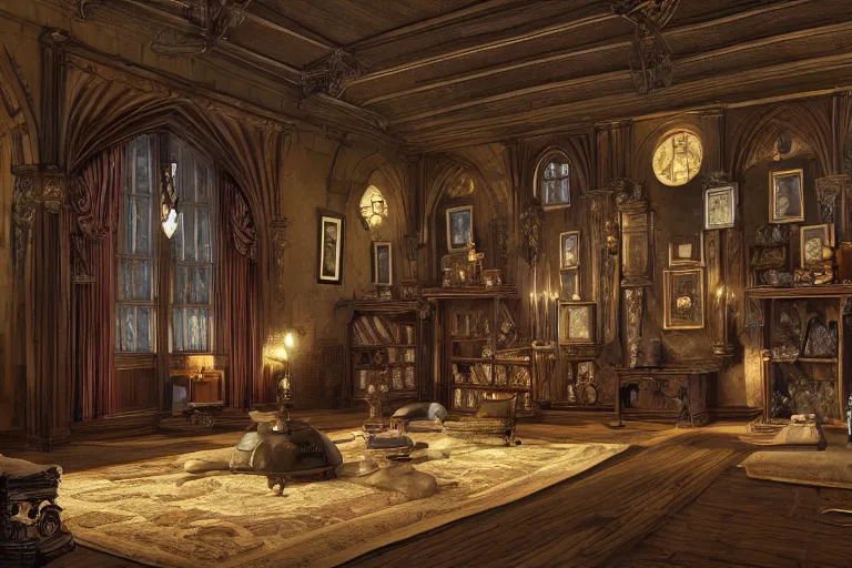 Image similar to A national geographic photo of rich room in hogwarts, Trending on artstation.