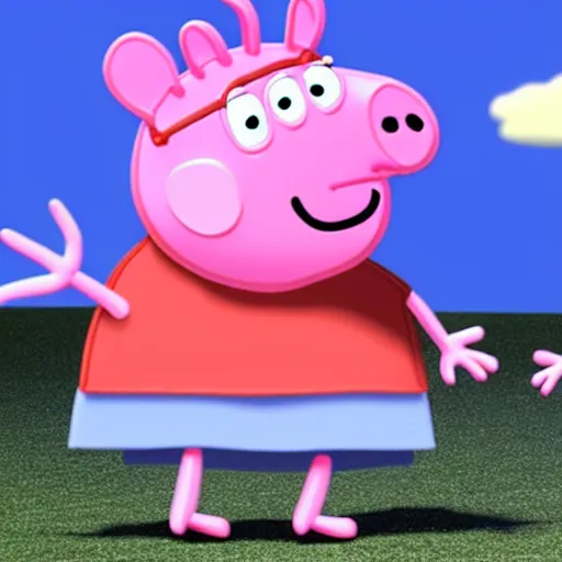 Image similar to a 3 d version of peppa pig, cgi, ultra high quality, 8 k