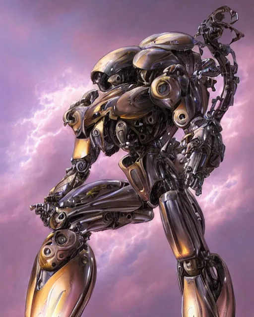 Image similar to mew two, smooth design, mecha by frank franzetta, biomechanical, 4 k, hyper detailed