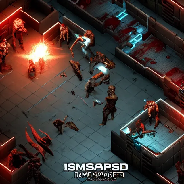 Image similar to isometric Dead Space game, ARPG, next gen game, High Resolution Textures, Unreal Engine, 4K