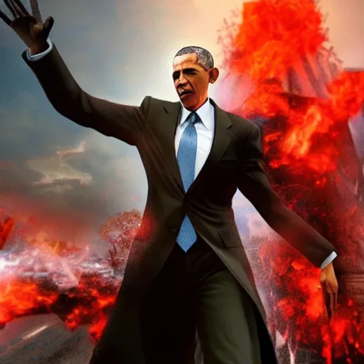 Prompt: Barak Obama in Devil May Cry, film still, photorealistic