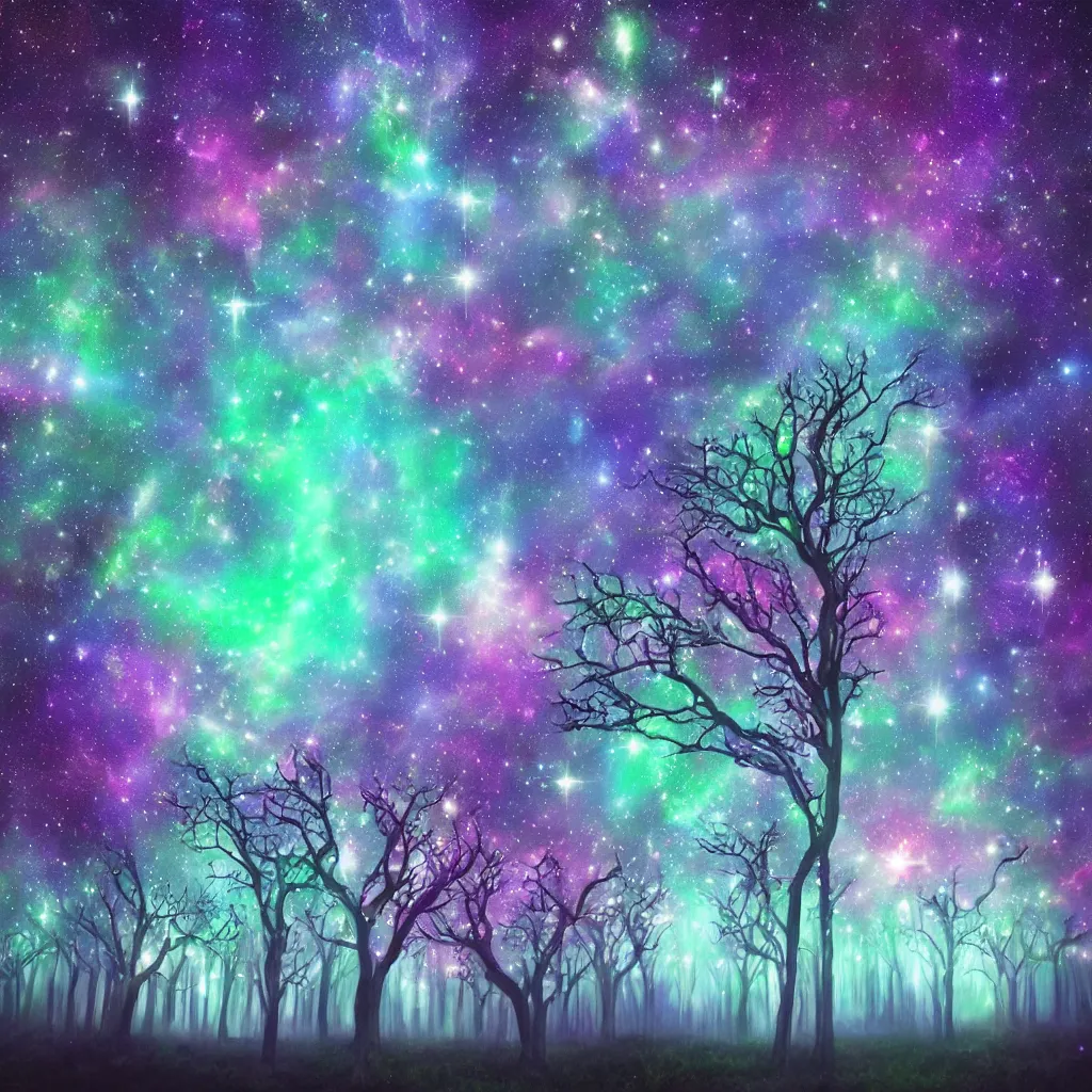 Image similar to magical trees of life in the galaxy 🌌