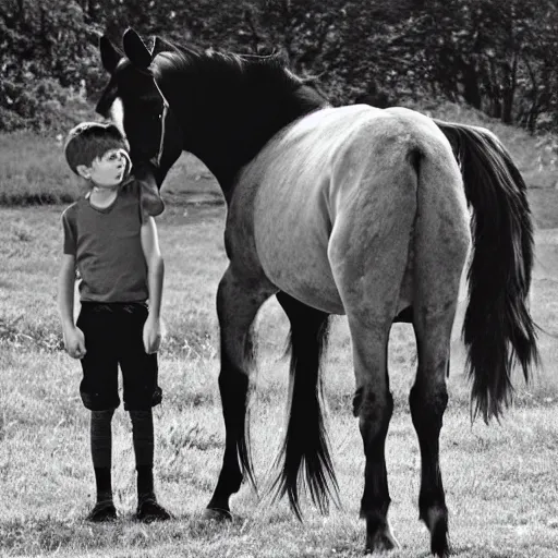 Prompt: the horse and his boy