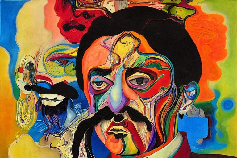 Image similar to portrait of a uncanny painter by Chor Boogie and Salvador Dali collaboration