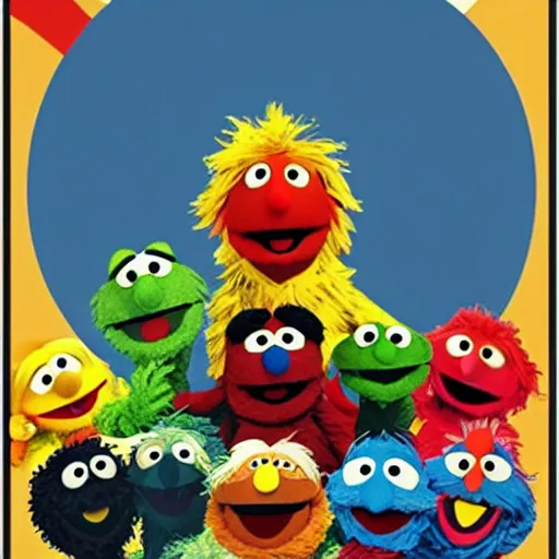 Prompt: Sesame Street nuclear propaganda poster, highly detailed illustrated poster