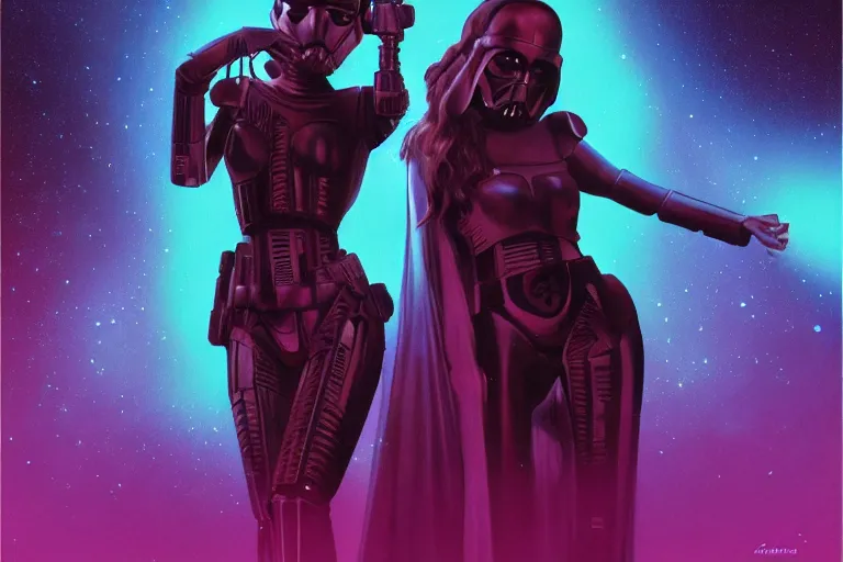 Prompt: ariana grande, star wars by ciruelo cabral and john picacio, trending on artstation, bioluminescence aerial view gothic, movie poster, vibrant colors, infrared, street art