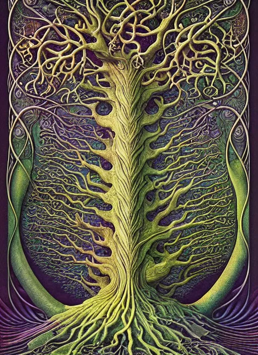 Image similar to tree of life by roger dean and andrew ferez, art forms of nature by ernst haeckel, divine chaos engine, symbolist, visionary, art nouveau, botanical fractal structures, organic, detailed, realistic, surreality