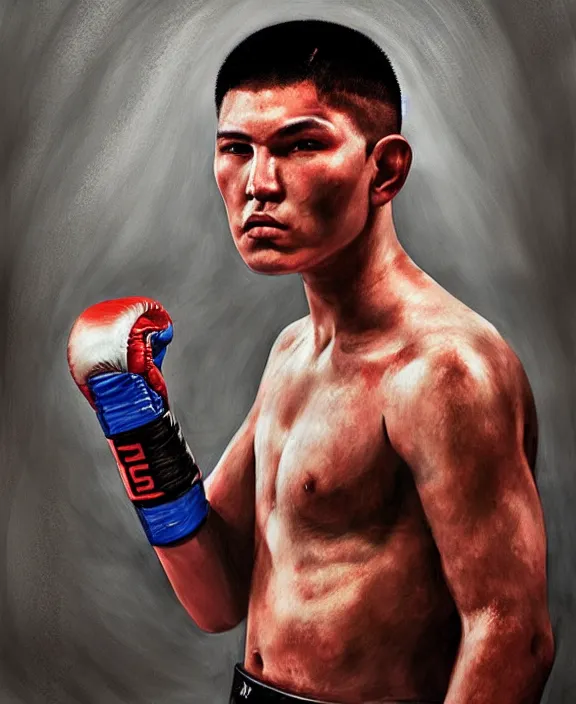Image similar to ! dream portrait of a handsome young tejano mma fighter, art by denys tsiperko and bogdan rezunenko, hyperrealism