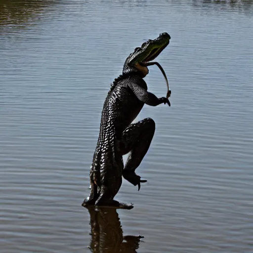 Prompt: alligator riding a unicycle