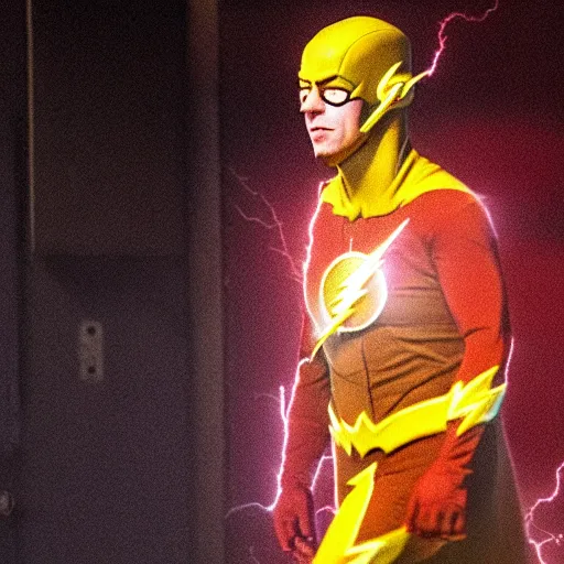 Image similar to jeffrey epstein as the flash, 8 k