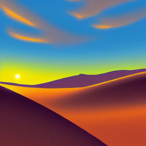 Prompt: a sunset in the desert, digital art