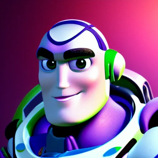 Image similar to realistic! photo of buzz lightyear with a buzz cut hairstyle, trending on artsation, 8k