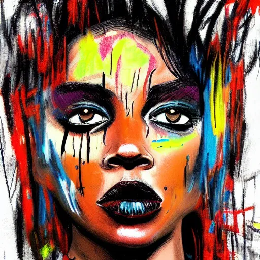 Prompt: a sketch, ultra detailed, attractive, magic, beautiful woman, surreal, in style of jean - michel basquiat, trending on artstation