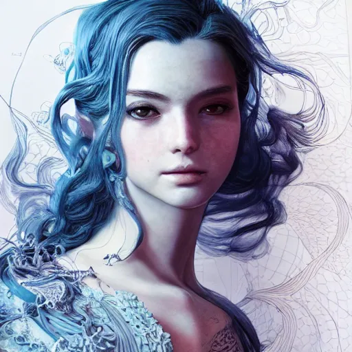 Prompt: the portrait of a blueberry that resembles an absurdly beautiful, graceful, elegant, sophisticated, lovely young woman, an ultrafine hyperdetailed illustration by kim jung gi, irakli nadar, intricate linework, bright colors, octopath traveler, final fantasy, unreal engine 5 highly rendered, global illumination, radiant light, detailed and intricate environment