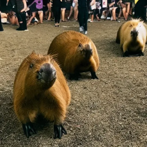 Prompt: capybaras at a rave