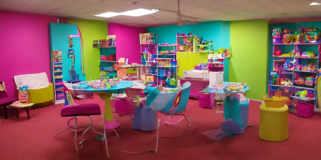 Image similar to a colorful theater dressing room made of candy