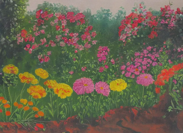 Image similar to a painting of flowers in a garden by sanso, detailed