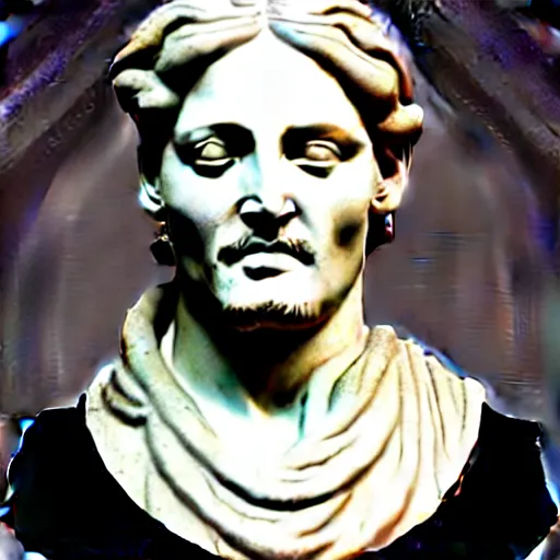 Image similar to johnny depp as a greek marble statue