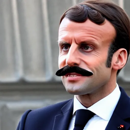 Image similar to Emmanuel macron with Freddie Mercury mustache, big mustache