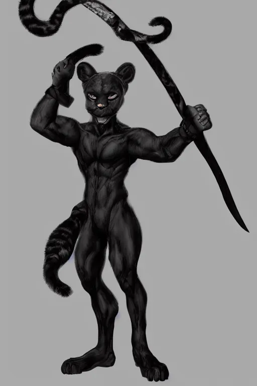 Prompt: anthropomorphic muscled black-coated leopard mage, Artstation