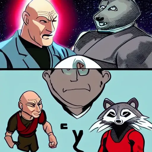 Image similar to picard racoon hybrid vs e honda from street fighter centipede hybrid real