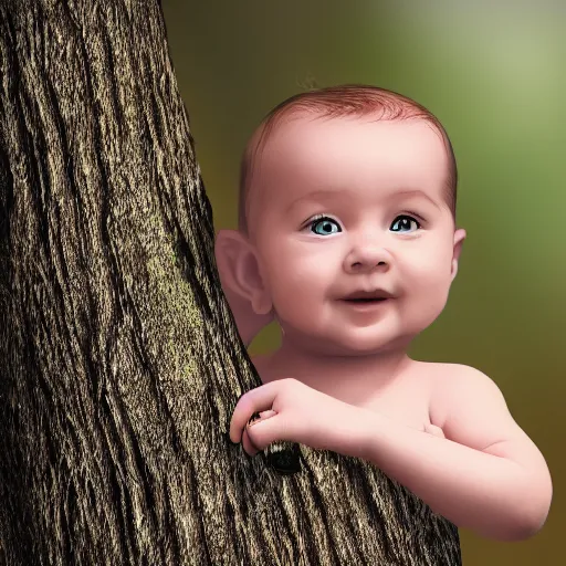 Prompt: baby on a tree, photorealistic, detailed