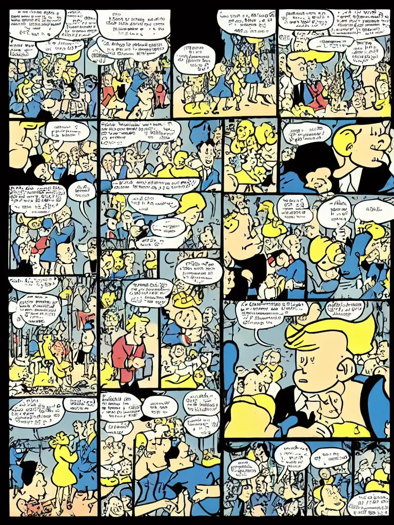 Image similar to Tin Tin original page by Hergé: Tin Tin gets married