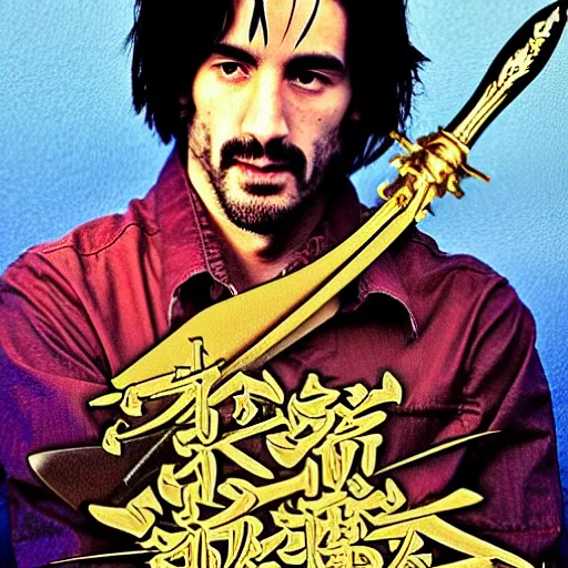 Image similar to attractive 22 year old Frank Zappa x Daniel Radcliff x Keanu Reeves golden Vagabond magic swordsman glides through a beautiful battlefield magic the gathering dramatic esoteric!!!!!! pen and ink!!!!! illustrated in high detail!!!!!!!! by Hiroya Oku!!!!! Written by Wes Anderson graphic novel published on shonen jump 2002 award winning!!!!