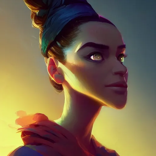 Image similar to portrait of a beautiful woman, maya ali mage, gloomhaven, dynamic lighting, gaudy colors, octane render aesthetic, matte painting concept art, official fanart behance hd artstation by jesper ejsing, by rhads and makoto shinkai and lois van baarle and ilya kuvshinov and rossdraws