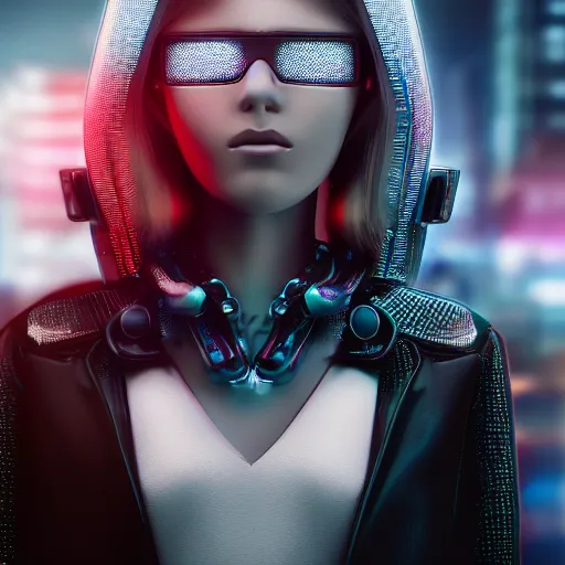 Image similar to pretty blond cyberpunk seraphim in a machine city, perfect symmetrical face, cute face, 8 k, shallow depth of field, 8 k, ultra high detail, concept art, w 1 0 2 4