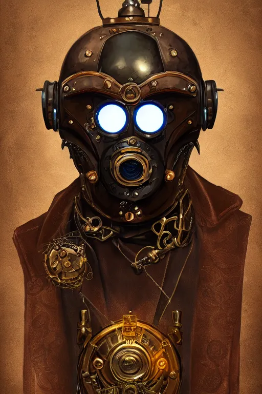 Image similar to steampunk helmet fantasy art mask robot ninja stylized digital illustration sharp focus, elegant intricate digital painting artstation concept art global illumination ray tracing advanced technology chaykin howard and campionpascale and cooke darwyn and davis jack