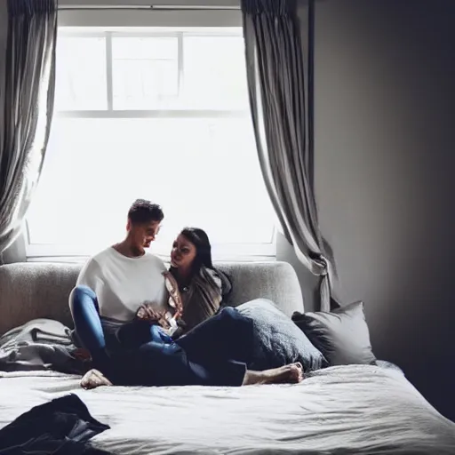 Image similar to iphone photo of couple in bedroom