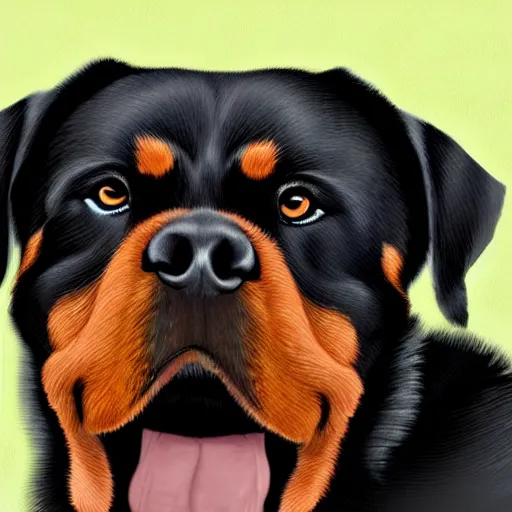 Prompt: crying Rottweiler caricature