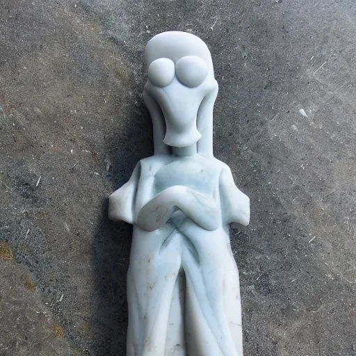 Prompt: marble sculpture of Squidward