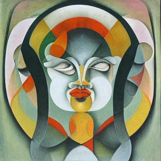 Image similar to floral face portrait by leonetto cappiello and wojciech siudmak and ernst fuchs, anni albers, oil on canvas