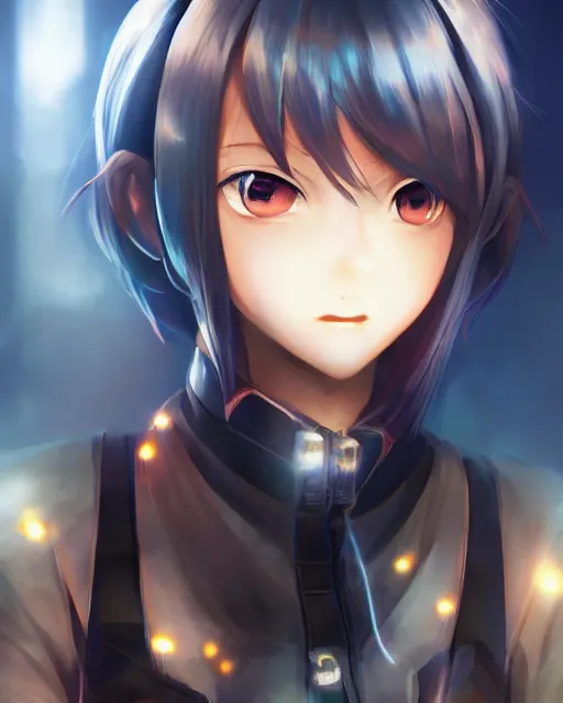 Image similar to portrait of anime girl in mechanic armor in night tokyo by makoto sinkai, perfect face, fine details