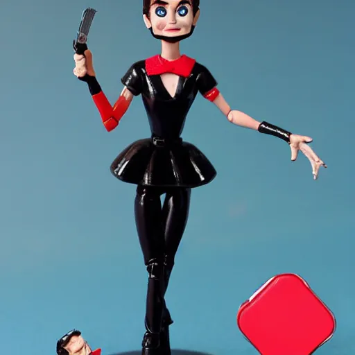 Image similar to audrey hepburn cos play butcher billy, stop motion vinyl action figure, plastic, toy, butcher billy style