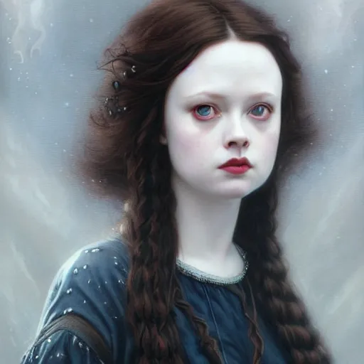 Prompt: beautiful striking Pre-Raphaelite goth emo punk Thora Birch by Artgerm and Greg Rutkowski, pale, intricate, elegant, highly detailed, digital painting